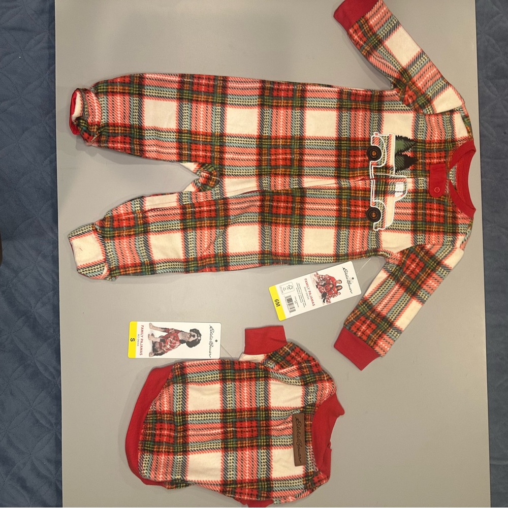 Eddie Bauer baby & pet matching pajamas baby 6,9,12,18M~pet only SZ S